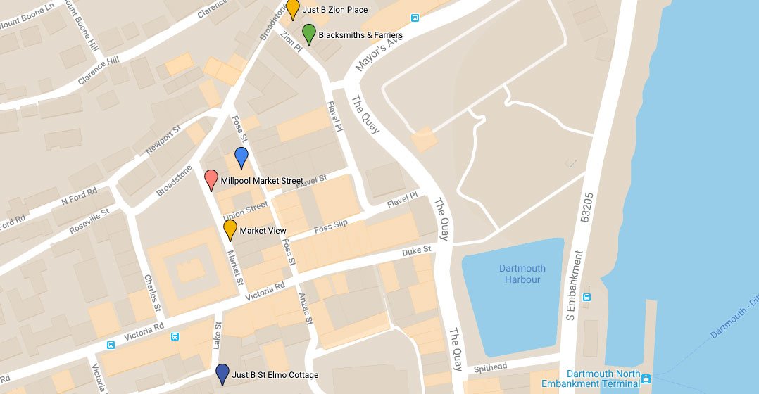 locations of Just B properties